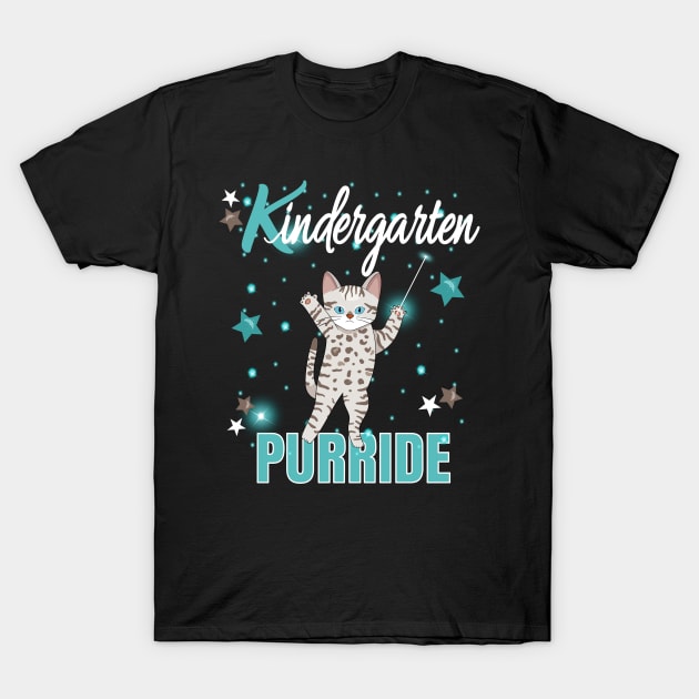 Kindergarten Funny Purride Cute Kitty Teacher Student School T-Shirt by Kimmicsts